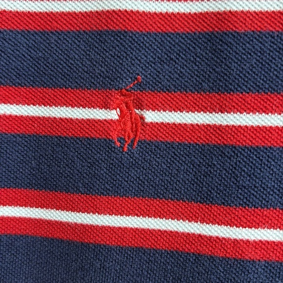 Polo by Ralph Lauren Men's 2 Button Shirt Red White & Navy Stripes Size Large - Picture 4 of 13